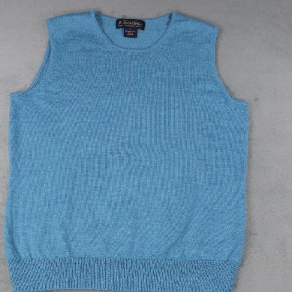 Brooks Brothers Men’s Blue Merino Wool Sweater Vest Extra Fine Italian Merino M